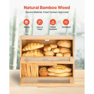 Contenitore per Pane in Bambù a Doppio Strato Homema, Grande Capacità, Portapane da Cucina in Legno Stile Rustico - Product Image 4