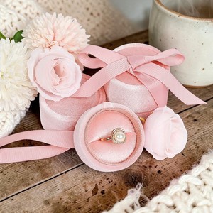 Elegant Velvet Jewelry Box with Ribbon Tie for Wedding <b>Ring</b> Pendant Gift Packaging - Product Image 1