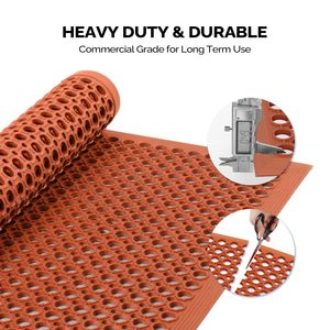 Tappetino in Gomma per Scuole e Palestre all'Aperto, Spessore 15mm, 90x150cm, Anti-Fatica, Antiscivolo, Rosso SBR - Product Image 4