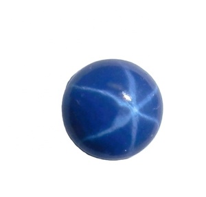 Zafiro Azul Estrella Redondo de 6x6 mm, 1.5 Quilates, Creado en Laboratorio, Cabujón Pulido con Efecto de Estrella de 6 Puntas, 4-5 mm de Altura, para Joyería - Product Image 1