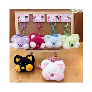 Cute Plush Animal Keychains Cartoon Bear Frog <b>Panda</b> Duck Rabbit Soft <b>Toy</b> Pendant 3D Shape Decorated With Bowties - Product Image 2