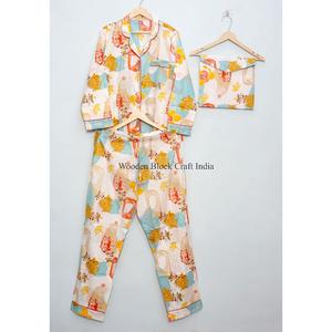 Pijamas elegantes para mujer, de manga larga, para primavera y otoño, conjunto de ropa de dormir transpirable para mujer, de la India. - Product Image 3