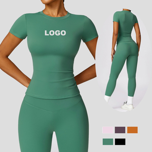 New Arrivals Women Activewear Full Sleeve Running Shirt <b>Top</b> High Waist Leggings Fitness Workout Yoga 4-Piece Quick Dry Set - Product Image 1