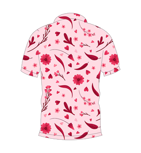 Polo pour homme à imprimé floral rose, manches courtes, col boutonné, décontracté, respirant et léger, idéal pour l'été - Product Image 2