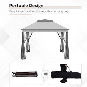 Gazebo Pop-up da Esterno Grigio Chiaro 3,3m x 3,3m x 2,7m con Struttura in Acciaio, Rete a Cerniera e Borsa per il Trasporto per Cortile - Product Image 6