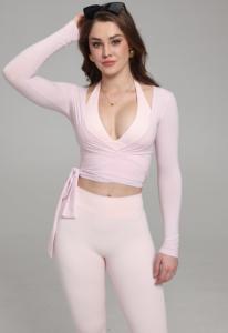 Ropa Deportiva para Mujer, Camiseta de Yoga sin Costuras de Color Sólido, Manga Larga, Top Corto para Entrenamiento, Secado Rápido, Transpirable, Conjuntos de Yoga - Product Image 3