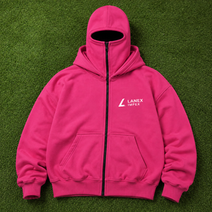 Sudadera con capucha y máscara facial completa de algodón grueso de primera calidad para mujer, con cremallera completa, estilo balaclava, ropa urbana con logo personalizado - Product Image 6