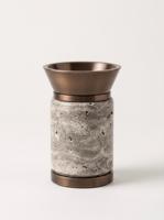 Brûleur d'encens de luxe en marbre naturel avec bol métallique, diffuseur d'arômes moderne en pierre naturelle pour huiles essentielles, décoration intérieure