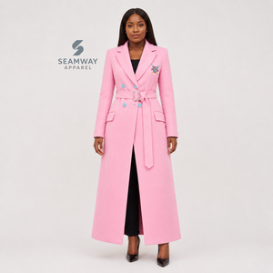 Gamma Phi Delta <b>Women's</b> <b>Double</b>-<b>Breasted</b> Belted Longline Trench <b>Coat</b> Notched Lapel Long Sleeve Tailored Formal Outerwear - Product Image 5