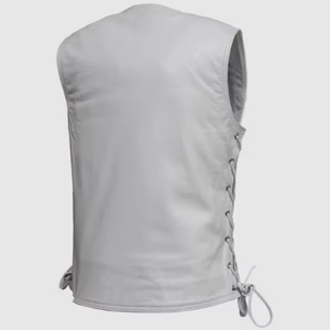 Gilet de motard en cuir véritable de qualité professionnelle, sans manches, vêtements de moto, fabrication OEM - Product Image 4