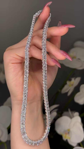 Luxury Moissanite Baguette Tennis <b>Chain</b> Necklace 925 Silver <b>Iced</b> <b>Out</b> Sparkling Statement Jewelry Gift For Women And Men - Product Image 5