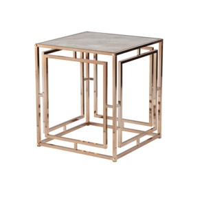 Mobilier de luxe, table basse moderne avec dessus en marbre naturel, table d'appoint, table d'appoint, table d'appoint, cadre en métal avec placage or - Product Image 3