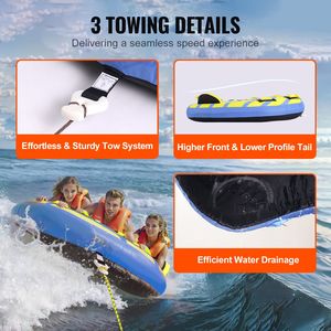 Tubo Gonfiabile Trainabile in PVC e Vinile per 1-3 Persone, Capacità 510 Libbre, con Pinne Paraurti per Sport Acquatici - Product Image 6