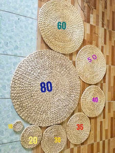 Set de dessous-de-plat ronds en jacinthe d'eau tressée naturelle, tailles 30/33/35/38 cm, antidérapants et résistants à la chaleur, en rotin, pour la décoration de fêtes - Product Image 6