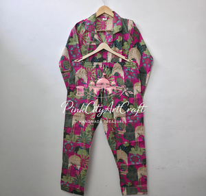Handmade 100% Cotton Breathable Printed Winter Night Suit for Women Long Sleeve Pajama Set Comfortable Sleepwear Loungewear - Product Image 3