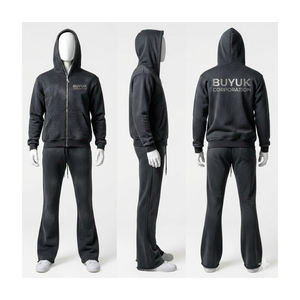 เสื้อฮู้ดซิปเต็มตัว ล้างสีแบบแอซิดวอช ชุดวอร์มแบบเรียบ ชุดออกกำลังกาย สกรีนโลโก้ได้ ผู้ชาย/ผู้หญิง น้ำหนักเบา สตรีทแวร์ ผ้าฝ้าย 100% ชุดจ็อกเกอร์ - Product Image 1