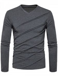 Camiseta de Manga Larga con Cuello en V para Hombre, 100% Algodón, Jersey Estampado en Serigrafía de 200g, Logotipo Frontal, Ropa Casual - Product Image 3