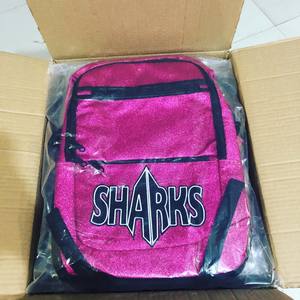 Custom Design Shiny Multi Colour Embroidery Logo Cheer Team <b>Glitter</b> Fabric Students Backpack Cheerleading Sports <b>Bags</b> - Product Image 4