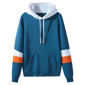 ROMAN SPORTS WEAR Sweat à capuche pour homme, bleu uni, avec logo frontal, en molleton épais 300g, coupe classique, poches décontractées, hiver - Product Image 1