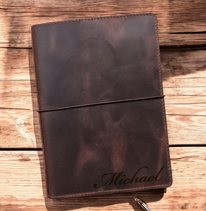 Personalized Leather <b>Journal</b> Hardcover Notebook Gift for Men Women name Engraved Dark Brown <b>Travel</b> Diary Sketchbook - Product Image 1