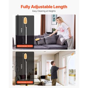 อุปกรณ์ทำความสะอาดแบบยืดหดได้ 3 ฟุต สำหรับงานหนัก หมุนได้ 360 องศา พร้อมรีฟิลผ้าปัดฝุ่นแบบใช้ซ้ำได้ 10 ชิ้น ทำจากผ้าไม่ถักทอ - Product Image 6