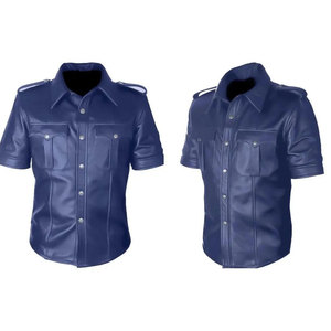 SALVA <b>LEATHER</b> Plus Size Men <b>Leather</b> Satin Summer <b>Shirt</b> Breathable Knitted Casual Long Sleeve Button-Up Turn-Down Collar Chest - Product Image 6