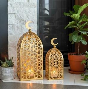 Ensemble de lanternes décoratives islamiques en fer forgé, faites à la main, en forme de croissant de lune noir, imperméables, portables et naturelles, pour le Ramadan et l'Aïd Moubarak - Product Image 5