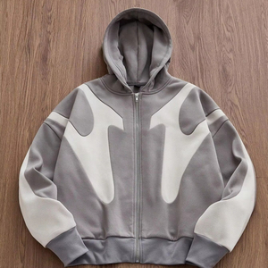 Sweat-shirt homme en molleton de coton lourd, coupe oversize, épaules tombantes, imprimé brodé, style streetwear. - Product Image 1