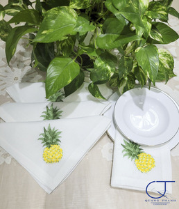 Custom Wholesale Embroidery Pineapple Dinner Napkin Polyester Linen Blend <b>Table</b> Napkin <b>Cloth</b> Napkin Home Events Wedding - Product Image 5