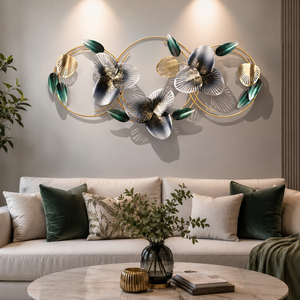Falah International Iron Leaf <b>Wall</b> Art Gold <b>Frame</b> Flower <b>Design</b> Premium Handmade Factory Direct OEM Wholesale Modern <b>Wall</b> Art - Product Image 1