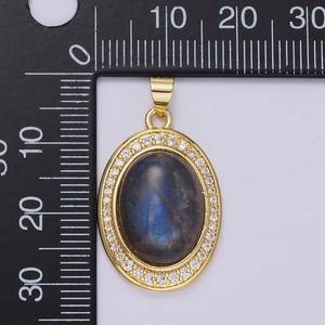 Pendentif ovale en labradorite, argent sterling 925 plaqué or 14 carats, pierre précieuse naturelle, bijou élégant, cadeau pour femme - Product Image 4