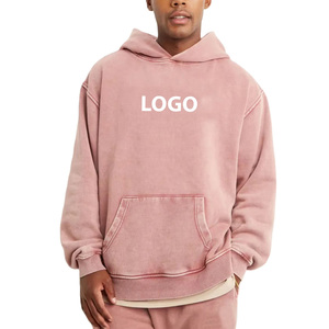 Sudadera con Capucha Extra Grande para Hombre, Color Rosa Sólido, con Logotipo Frontal y Bolsillo, Estilo Casual para Otoño, 100% Algodón, Tejido French Terry, 2026 - Product Image 1