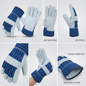 Gants de sécurité industriels en cuir de vachette pleine fleur certifiés CE, antidérapants, robustes, avec doublure en tissu de coton perforé et en polaire - Product Image 3