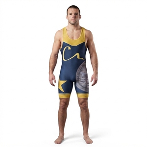 Combinaison de lutte personnalisée pour hommes en spandex sublimé, design universitaire en lycra pour les athlètes professionnels des clubs, Dhirk Sports - Product Image 1