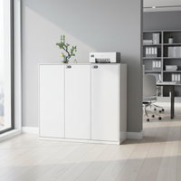 Armoire de bureau compacte en métal 2026 à bas prix, armoire de rangement polyvalente en acier blanc de faible hauteur