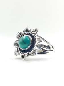 Bague Fleur de Marguerite Turquoise Certifiée IGI Faite à la Main en Argent Sterling 925 Style Bohème Art Déco Cadeau de Festival pour Femme - Product Image 2