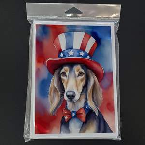 Saluki Patriotic American A7 Whimsical Tarjetas de notas en blanco Paquete de 8 con sobres Tarjetas de felicitación de tamaño 5x7 - Product Image 3