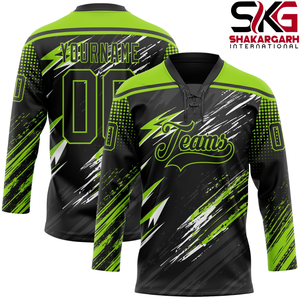Maillot de hockey sur glace personnalisé vert, imprimé par sublimation, séchage rapide, antibactérien, nom et numéro de l'équipe, uniforme adulte - Product Image 2