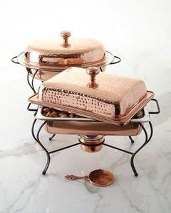 Recipiente para buffet de hotel de lujo, de cobre, con cuerpo de cobre martillado, tapa y marco decorativos - Product Image 2