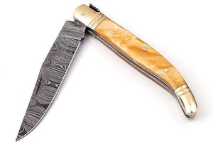 มีดพับ Laguiole Damascus Steel ด้ามไม้ คุณภาพสูงจากโรงงานโดยตรง ขายส่ง OEM ODM จำนวนมาก - Product Image 3