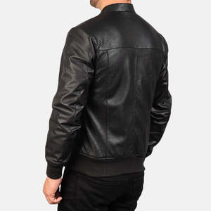Blouson Bomber en Cuir Noir OEM Hiver Francis B-3 pour Homme, Col Montant Décontracté, Fermeture Éclair, Coupe-Vent, Broderie Lettres - Product Image 3