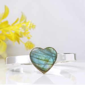 Top Natural Labradorite Heart Shape <b>Bracelet</b> 925 Sterling <b>Silver</b> Plated Adjustable <b>Cuff</b> <b>Bracelet</b> for Women Handmade Jewelry - Product Image 4