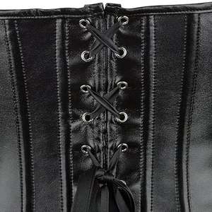 Corsé de cuero genuino con logo personalizado, bralette gótico, top corto moldeador de cuerpo para mujer, alta calidad - Product Image 4