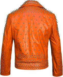 Chaqueta de Cuero Vacuno con Tachuelas Estilo Punk para Hombre, Chaqueta de Motero con Tela de Lona, Resistente al Viento, Transpirable, Ecológica, Informal de Invierno - Product Image 2