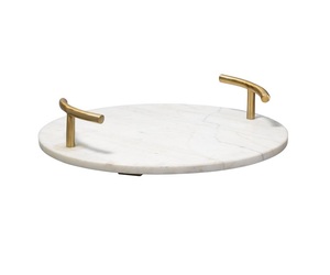 Plateau en marbre au design haut de gamme, plateaux décoratifs, plateau en pierre, plateau de service, plateau de service en marbre avec poignée en métal, prix de gros direct usine - Product Image 1