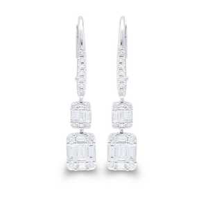 0.90 CT <b>Emerald</b> Round Pear Mixed Double Drop Engagement Earring 18K Gold Plated - Product Image 3