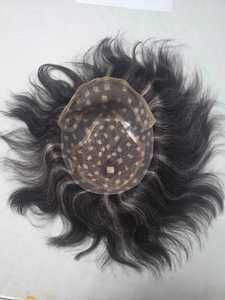 วิกผมผู้ชายแบบตรง ทำจากผมแท้ของคนอินเดีย ยี่ห้อ Taz Hair BD  ฐานลูกไม้ด้านหน้า PU  แบบ V-loop  ลอนหยิก  ดีไซน์กลางศีรษะ - Product Image 1
