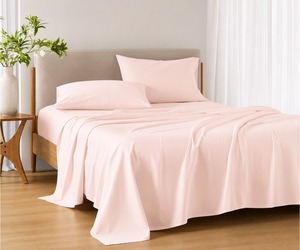 Luxury Misty Rose 300 Thread Count Cotton Bed <b>Sheet</b> Set Queen <b>Size</b> Silky Soft Breathable Durable Hotel Quality Bedding with Deep - Product Image 1