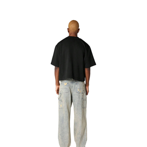 T-shirt surdimensionné noir pour homme, coupe ample, coton premium, épaules tombantes - Product Image 3
