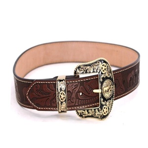 Cinturón Vaquero Casual para Hombre, Hecho a Medida con Cuero de Vaca con Grabado Floral, Hebilla de Aleación Resistente de Diseño Exclusivo - Product Image 5